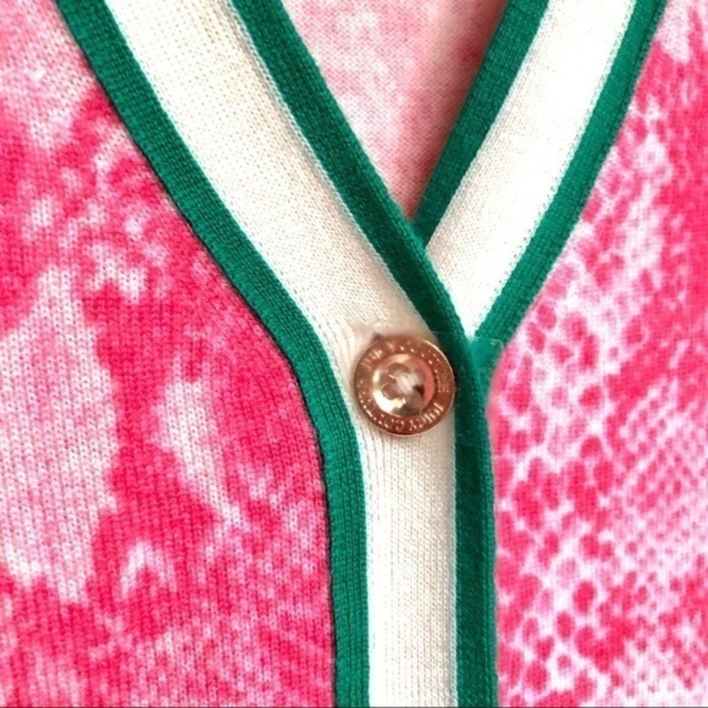 Juicy Couture Pink Python Print Wool Cardigan S - image 5